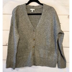 Ella Moss Women's Grey Knit Button Front Cardigan Sweater Size Small
